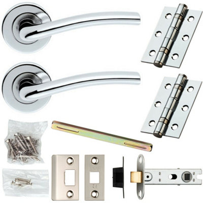 Door Handle & Latch Pack Chrome Modern Raised Slim Bar On Screwless Round Rose from B&Q