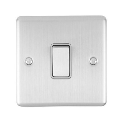  - 1 Gang 20A Dp Single Switch Satin Steel & Grey Trim Appliance / Boiler Power