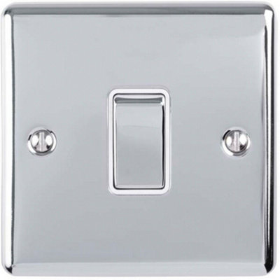  - 1 Gang 20A Dp Single Switch Chrome & White Trim Appliance / Boiler Power