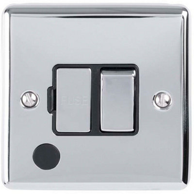 B&Q 13A Dp Switched Fuse Spur & Flex Outlet Chrome & Mains Isolation Black