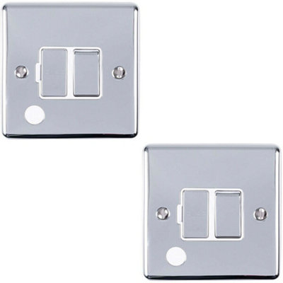  - 2 Pack 13A Dp Switched Fuse Spur & Flex Outlet Chrome & White Isolation