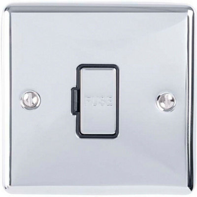 13A Dp Unswitched Fuse Spur Chrome & Black Mains Isolation Wall Plate from B&Q