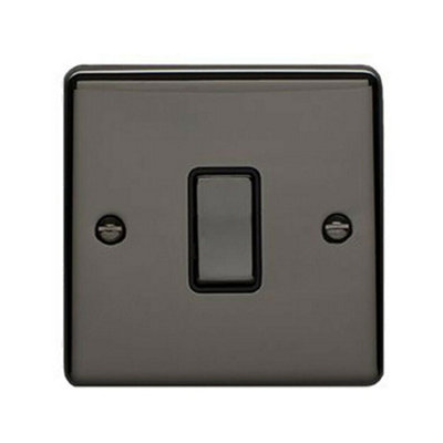 B&Q 1 Gang 20A Dp Single Switch Nickel & Trim Appliance / Boiler Power Black