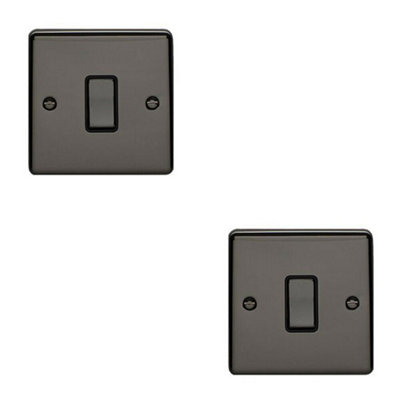  - 2 Pack 1 Gang 20A Dp Single Switch Black Nickel & Black Trim Appliance / Boiler