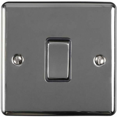 B&Q 1 Gang Single Intermediate Switch Nickel & 10A Metal Rocker Light/Black