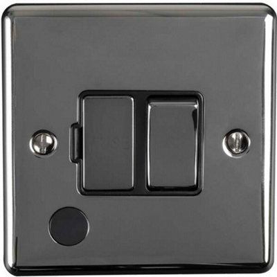 13A Dp Switched Fuse Spur & Flex Outlet Black Nickel & Black Mains Isolation from B&Q
