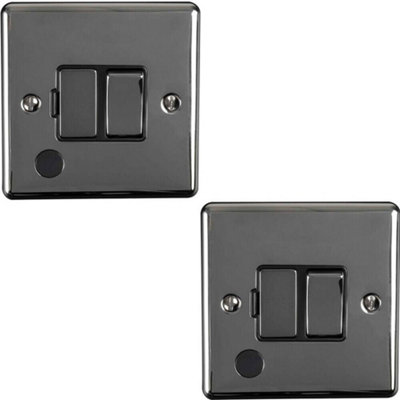  - 2 Pack 13A Dp Switched Fuse Spur & Flex Outlet Black Nickel & Black Isolation