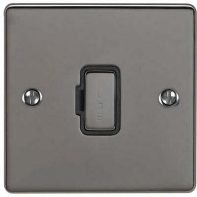 13A Dp Unswitched Fuse Spur Black Nickel & Black Mains Isolation Wall Plate from B&Q
