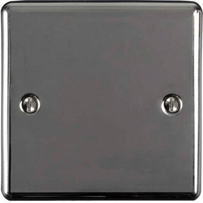 Single Black Nickel Blanking Chassis Plate Round Edged Wall Box Hole Cover Cap from B&Q