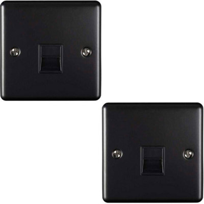  - 2 Pack Bt Master Telephone Socket Matt Black & Black Pstn Line Wall Plate