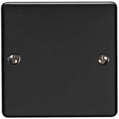 Single Matt Black Blanking Chassis Plate Round Edged Wall Box Hole Cover Cap from B&Q