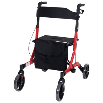 Loops Ultra Lightweight Red Aluminium 4-Wheeled Rollator For Easy Mobility And Support from B&Q