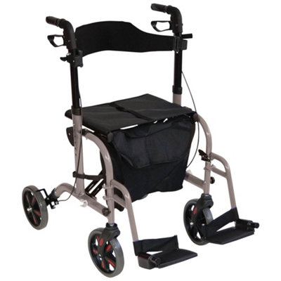 Loops Versatile Grey Deluxe Aluminium Rollator And Transit Chair For Easy Mobility from B&Q