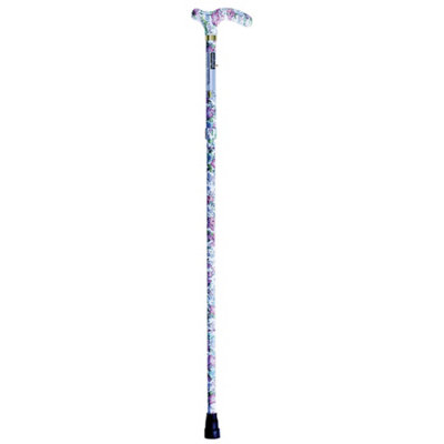 Loops Deluxe Ambidextrous Foldable Walking Cane - 5 Height Settings - Floral Design - Image 3