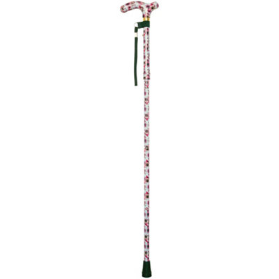 B&Q -  Stylish Deluxe Foldable Walking Cane With 5 Height Adjustments And Elegant Rose Design