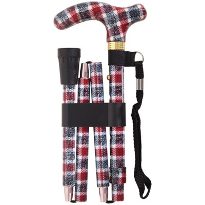 B&Q -  Deluxe Ambidextrous Foldable Walking Cane With 5 Adjustable Height Settings And Stylish Knit Design
