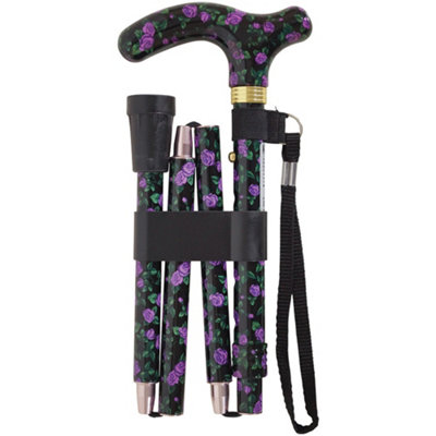 B&Q -  Premium Foldable Walking CaneAdjustable Height And Stylish Magic Blossom Design