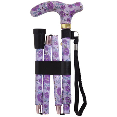 Loops Multicolor Deluxe Ambidextrous Foldable Walking Cane - 5 Height Settings - Purple Blossom - Image 2