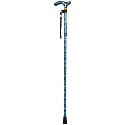 B&Q -  Deluxe Foldable Walking Cane With Tile DesignAdjustable Height For Comfort And Support