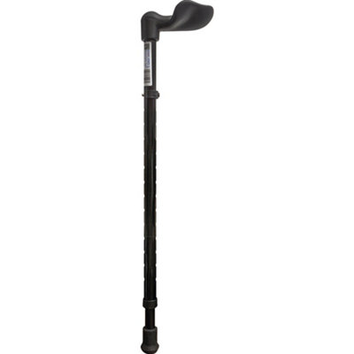 Loops Black Right Handed Ergonomic Handled Walking Stick - Telescopic Height - Gloss - Image 2