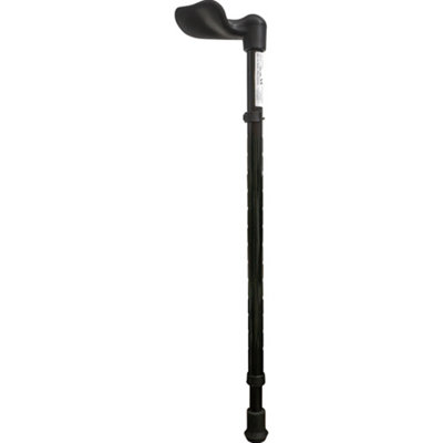 Loops Left Handed Ergonomic Handled Walking Stick - Telescopic Height - Gloss Black - Image 3