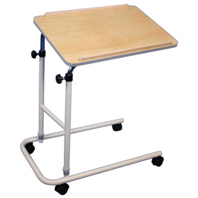 Loops Height Adjustable Overbed Table With WheelsVersatile Beech Surface For Comfort from B&Q