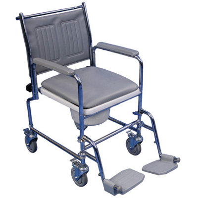Loops Height Adjustable Mobile Commode Chair With Braked Castors And Detachable Arms For Comfort from B&Q