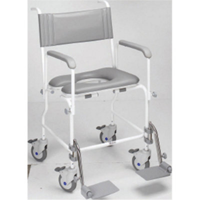 Loops Comfortable Attendance Propelled Shower Commode Chair With 19 Inch Seat Width And 4 Braked Castors from B&Q