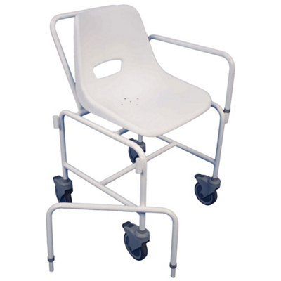 Loops Multicolor Attendant Propelled Shower Chair - Detachable Arms - 4 Braked Castors Easy Clean - Image 2