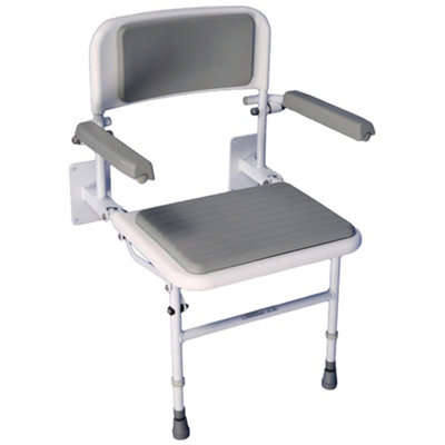 Loops Unisex Multicolor Deluxe Wall Mounted Padded Shower Seat With Arms Fold Away Rust Free Aluminium 190Kg - Image 2