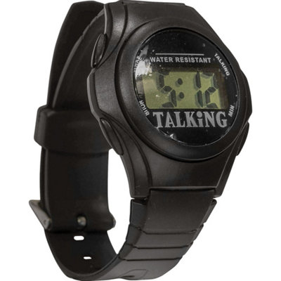 Loops Water Resistant Talking Digital Wrist Watch With Alarm - Stylish Black Design