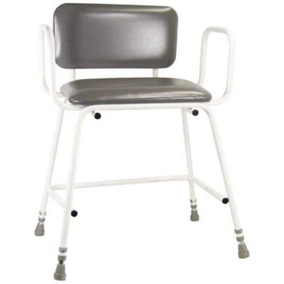 Loops Bariatric Perching Stool - Arms And Padded Backrest - Adjustable Height - Image 3