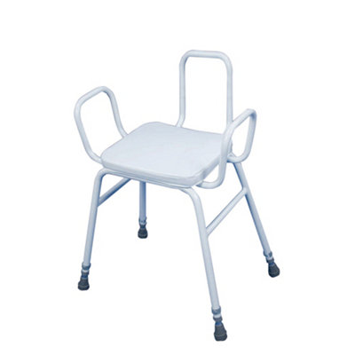 B&Q -  Ergonomic Perching Stool With Arms And BackrestAdjustable Height 760-915mm For Comfort And Safety