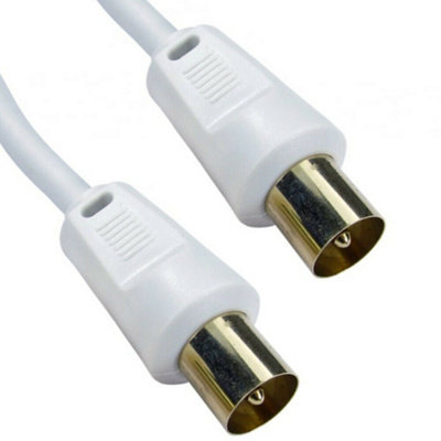B&Q 40M Male To Plug Aerial Cable & Shielded Coaxial Lead Tv Freeview White/Gold