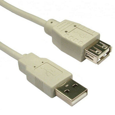 1M Usb A Male To Female Extension Laptop Pc Cable Beige Lead 2.0 Plug Adapter from B&Q