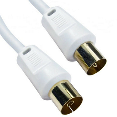  - 40M Gold Aerial Cable Extension Male Plug To Female Socket Tv Coaxial White Lead