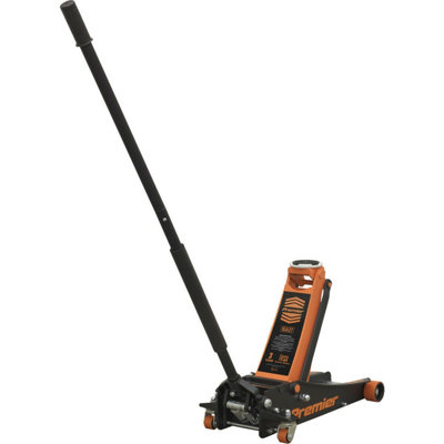 Heavy-Duty Twin Piston Hydraulic Trolley Jack3000Kg Capacity With 533mm Lift HeightOrange from B&Q