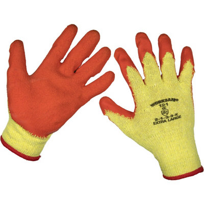 Pair Knitted Work Gloves With Latex PalmXlImproved GripBreathable from B&Q
