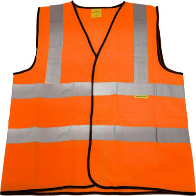 - Medium Orange Hi-Vis Safety Waistcoat For Road Builders And Contractors