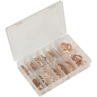 250 Piece Copper Sealing Washer AssortmentMetricPartitioned Storage Box from B&Q