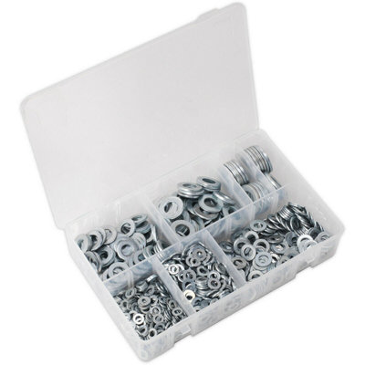 B&Q 1070 Piece Form A Flat Washer Assortment - M5 To M16 - Partitioned Storage Box