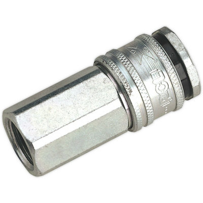 B&Q 3/8 Inch Bsp Female Coupling Body - High Flow Rate Hardened Steel Connector For Tools