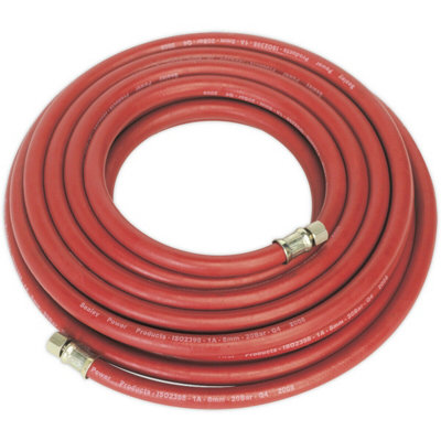 B&Q Rubber Alloy Air Hose With 1/4 Inch Bsp Unions - 10 Metre Length - 8Mm Bore