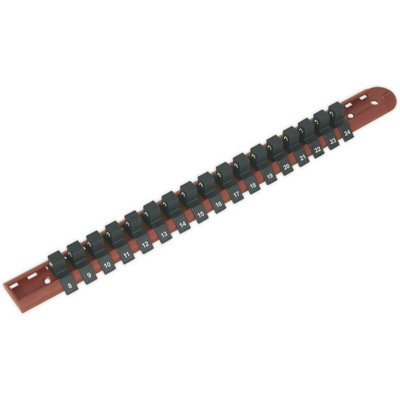 B&Q Durable 1/2 Inch Square Drive Bit Holder With 17 Socket Capacity And Retaining Rail