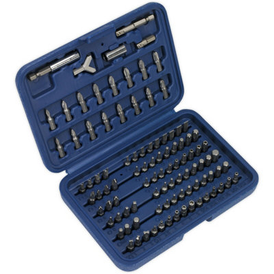 B&Q 100 Piece Power Tool Security Bit Set - Chrome Vanadium Steel Bits - Case