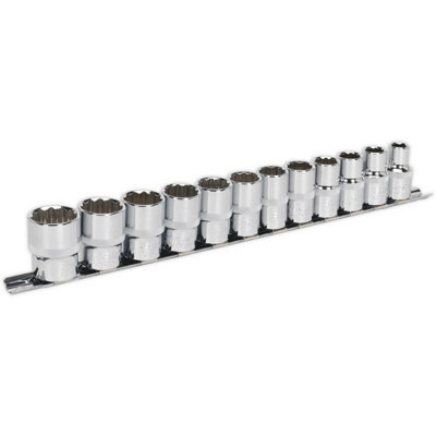 12 Pack Socket Set1/2" Metric Square Drive12 Point Walldrive High Torque from B&Q