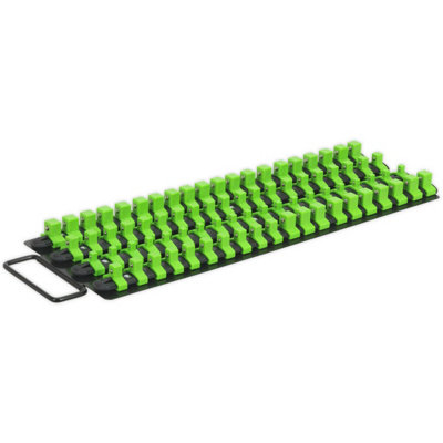  - Hi-Vis 1/4" 3/8" & 1/2" Square Drive Bit Holder With Retaining Rail Storage