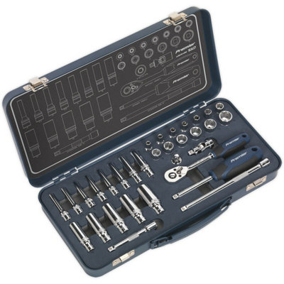  - 32 Pack Socket Set 1/4" Metric Square Drive6 Point Lock-On Rounded Heads
