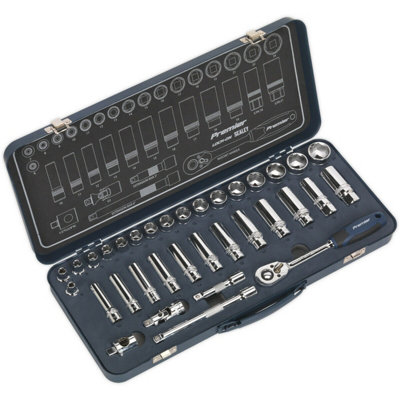  - 34 Pack Socket Set 3/8" Metric Square Drive6 Point Lock-On Rounded Heads