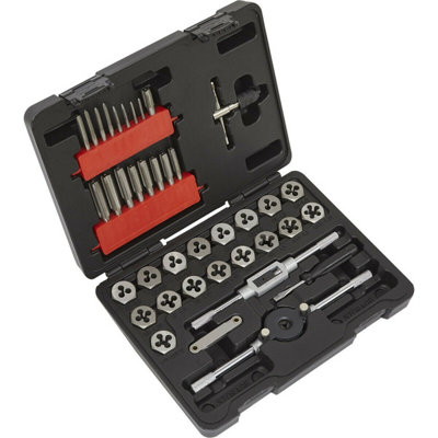 39-Piece Metric Tap And Hex Die Set For M3 To M12 Manual Threading